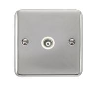 Click Deco Plus DPCH158WH Single Co-Axial Outlet (Isolated) - Polished Chrome (White)