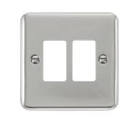 Click Deco Plus DPCH20402 2 Gang GridPro Frontplate - Polished Chrome