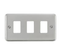 Click Deco Plus DPCH20403 3 Gang GridPro Frontplate - Polished Chrome