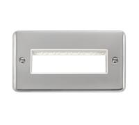 Click Deco Plus DPCH426WH 2G MiniGrid Unfurnished Front Plate (6 In-Line) - Polished Chrome (White)