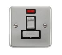 Click Deco Plus DPCH752BK 13A Ingot DP Switched Fused Spur + Neon - Polished Chrome (Black)