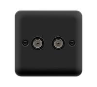 Click Deco Plus DPMB066BK Twin Co-Axial Outlet (Non-Isolated) - Matt Black (Black)