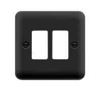 Click Deco Plus DPMB20402 2 Gang GridPro Frontplate - Matt Black