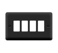 Click Deco Plus DPMB20404 4 Gang GridPro Frontplate - Matt Black