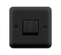 Click Deco Plus DPMB412BK 10AX Ingot 2-Gang 2-Way Plate Switch - Matt Black (Black)