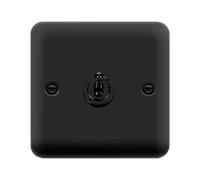 Click Deco Plus DPMB421 10AX 1-Gang 2-Way Toggle Plate Switch - Matt Black
