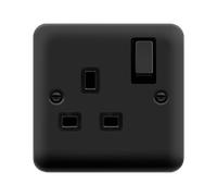 Click Deco Plus DPMB535BK 13A Ingot 1G DP Switched Socket - Matt Black (Black)