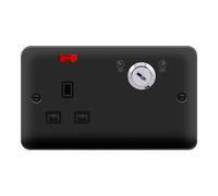 Click Deco Plus DPMB655BK 13A Ingot 1G DP Key Lockable Switched Socket + Neon - Matt Black (Black)