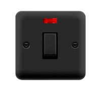 Click Deco Plus DPMB723BK 20A Ingot DP Switch + Neon - Matt Black (Black)