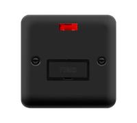 Click Deco Plus DPMB753BK 13A Ingot Fused Spur + Neon - Matt Black (Black)