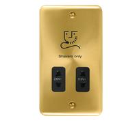 Click Deco Plus DPSB100BK 115V/230V Dual Voltage Shaver Socket - Satin Brass (Black)