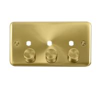 Click Deco Plus DPSB153PL 3G Unfurnished Dimmer Plate & Knobs (1200W Max) - Satin Brass