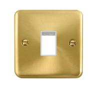 Click Deco Plus DPSB401WH 1G MiniGrid Unfurnished Front Plate - Satin Brass (White)