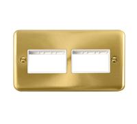 Click Deco Plus DPSB406WH 6G MiniGrid Unfurnished Front Plate - Satin Brass (White)