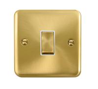 Click Deco Plus DPSB411WH 10AX Ingot 1-Gang 2-Way Plate Switch - Satin Brass (White)