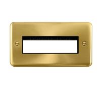 Click Deco Plus DPSB426BK 2G MiniGrid Unfurnished Front Plate (6 In-Line) - Satin Brass (Black)
