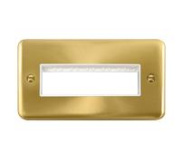 Click Deco Plus DPSB426WH 2G MiniGrid Unfurnished Front Plate (6 In-Line) - Satin Brass (White)