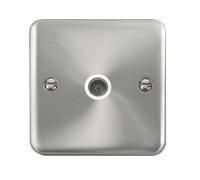 Click Deco Plus DPSC065WH Single Co-Axial Outlet (Non-Isolated) - Satin Chrome (White)