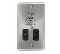 Click Deco Plus DPSC100BK 115V/230V Dual Voltage Shaver Socket - Satin Chrome (Black)
