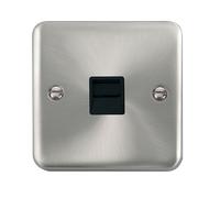 Click Deco Plus DPSC125BK Single Secondary Telephone Outlet - Satin Chrome (Black)