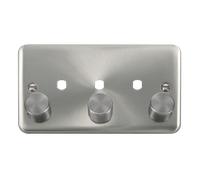 Click Deco Plus DPSC153PL 3G Unfurnished Dimmer Plate & Knobs (1200W Max) - Satin Chrome