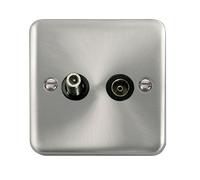 Click Deco Plus DPSC170BK Satellite & Co-Axial Outlet (Non-Isolated) - Satin Chrome (Black)