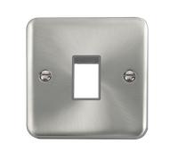Click Deco Plus DPSC401GY 1G MiniGrid Unfurnished Front Plate - Satin Chrome (Grey)
