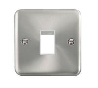 Click Deco Plus DPSC401WH 1G MiniGrid Unfurnished Front Plate - Satin Chrome (White)