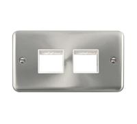 Click Deco Plus DPSC404WH 4G MiniGrid Unfurnished Front Plate - Satin Chrome (White)