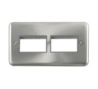 Click Deco Plus DPSC406GY 6G MiniGrid Unfurnished Front Plate - Satin Chrome (Grey)