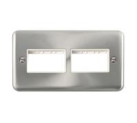 Click Deco Plus DPSC406WH 6G MiniGrid Unfurnished Front Plate - Satin Chrome (White)