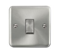 Click Deco Plus DPSC411GY 10AX Ingot 1-Gang 2-Way Plate Switch - Satin Chrome (Grey)