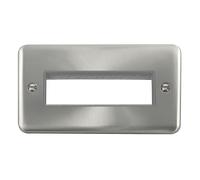 Click Deco Plus DPSC426GY 2G MiniGrid Unfurnished Front Plate (6 In-Line) - Satin Chrome (Grey)