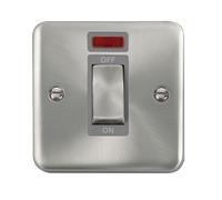 Click Deco Plus DPSC501GY 45A Ingot 1G Double Pole Switch + Neon - Satin Chrome (Grey)