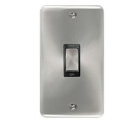 Click Deco Plus DPSC502BK 45A Ingot 2G Double Pole Switch (Vertical) - Satin Chrome (Black)