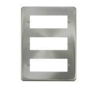 Click Deco Plus DPSC518 3 Tier MiniGrid Unfurnished Front Plate (18 Apertures) - Satin Chrome