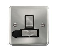 Click Deco Plus DPSC551BK 13A Ingot DP Switched Fused Spur + Flex Outlet - Satin Chrome (Black)