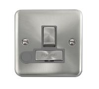 Click Deco Plus DPSC551GY 13A Ingot DP Switched Fused Spur + Flex Outlet - Satin Chrome (Grey)
