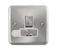 Click Deco Plus DPSC551WH 13A Ingot DP Switched Fused Spur + Flex Outlet - Satin Chrome (White)