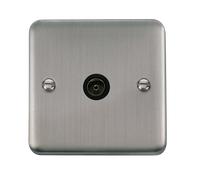 Click Deco Plus DPSS065BK Single Co-Axial Outlet (Non-Isolated) - Stainless Steel (Black)