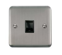 Click Deco Plus DPSS115BK Single RJ11 (Irish/US) Outlet - Stainless Steel (Black)