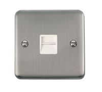 Click Deco Plus DPSS120WH Single Master Telephone Outlet - Stainless Steel (White)
