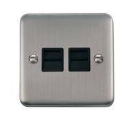 Click Deco Plus DPSS126BK Twin Secondary Telephone Outlet - Stainless Steel (Black)