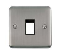 Click Deco Plus DPSS401BK 1G MiniGrid Unfurnished Front Plate - Stainless Steel (Black)