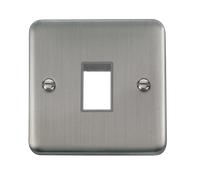 Click Deco Plus DPSS401GY 1G MiniGrid Unfurnished Front Plate - Stainless Steel (Grey)