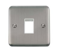Click Deco Plus DPSS401WH 1G MiniGrid Unfurnished Front Plate - Stainless Steel (White)