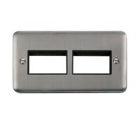 Click Deco Plus DPSS406BK 6G MiniGrid Unfurnished Front Plate - Stainless Steel (Black)