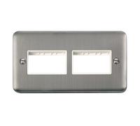 Click Deco Plus DPSS406WH 6G MiniGrid Unfurnished Front Plate - Stainless Steel (White)