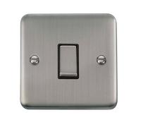 Click Deco Plus DPSS425BK 10AX Ingot 1-Gang Intermediate Plate Switch - Stainless Steel (Black)