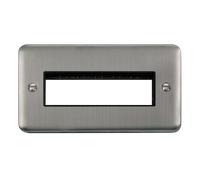 Click Deco Plus DPSS426BK 2G MiniGrid Unfurnished Front Plate (6 In-Line) - Stainless Steel (Black)